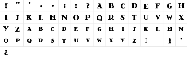 LRT Nutshell Library Black Regular  glyph index