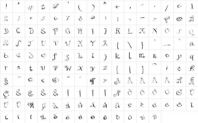 AIChaoTiqua Regular  glyph index