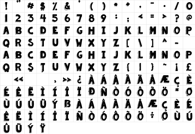 KG Summer Sunshine Blackout Regular  glyph index