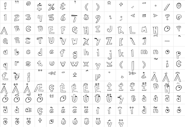 Pokemon Hollow Normal  glyph index