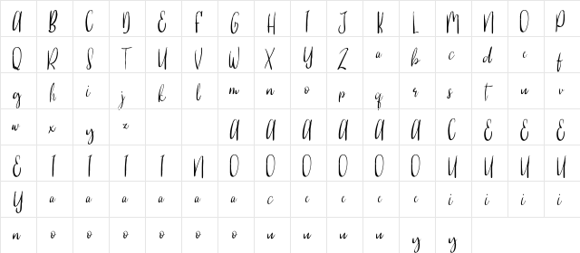 Because Of You Demo Dry Brush Regular  glyph index