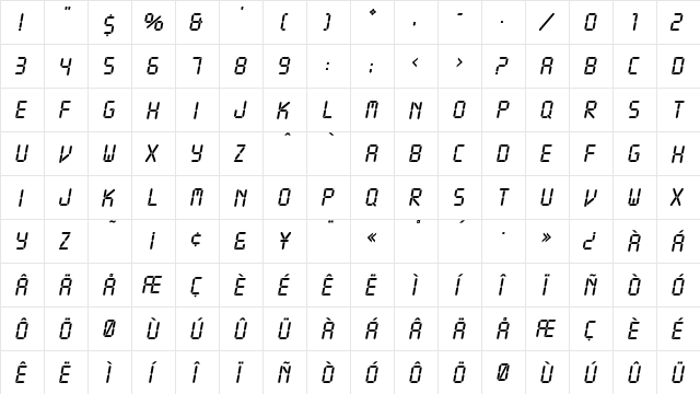 LCD .. Plain  glyph index