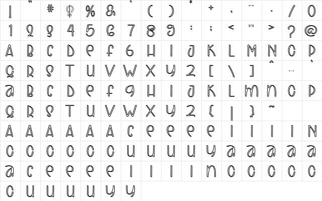 FLAYING HORSE Regular  glyph index