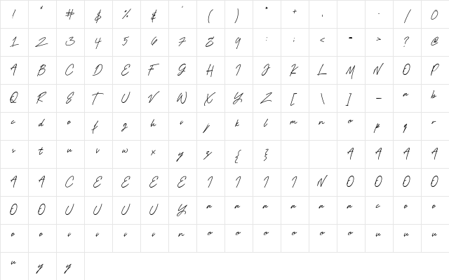 Redmond Fashion Regular  glyph index