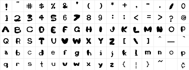 Retardo Splat 1  glyph index