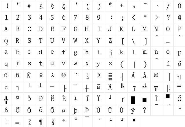 Adjutant-Normal Regular  glyph index