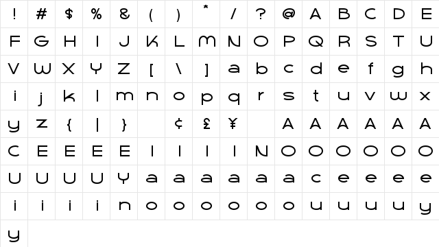 Kame Free Regular  glyph index