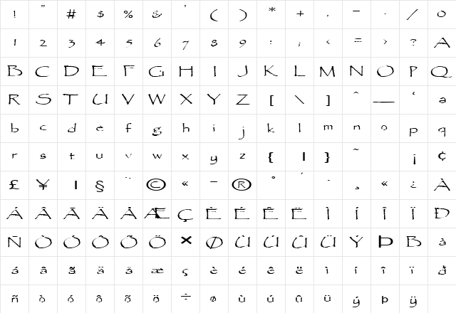 FZ HAND 16 EX Normal  glyph index