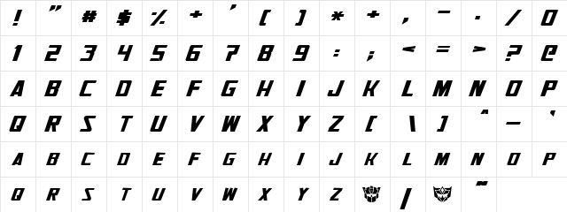 Generation Two Normal  glyph index