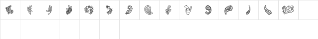 Paisley II Regular  glyph index