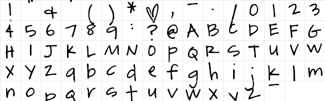 Pea Jenny Regular  glyph index