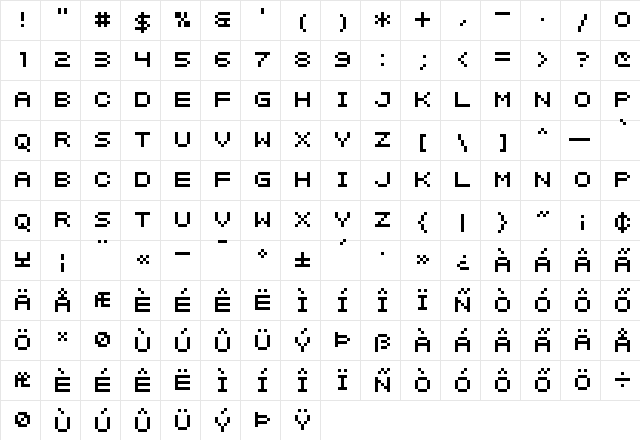 SF Intermosaic Regular  glyph index