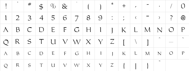 CarolusRomanFon Regular  glyph index