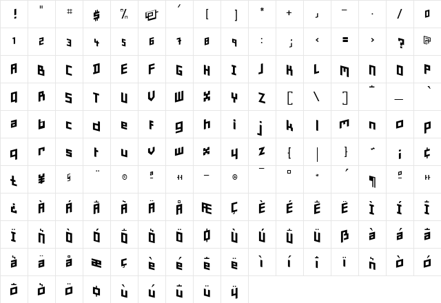 Minimum Bold  glyph index