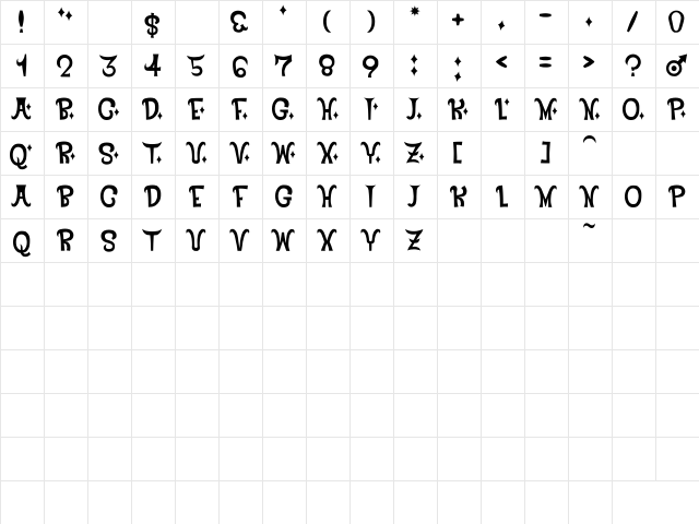 Devil Number Regular  glyph index