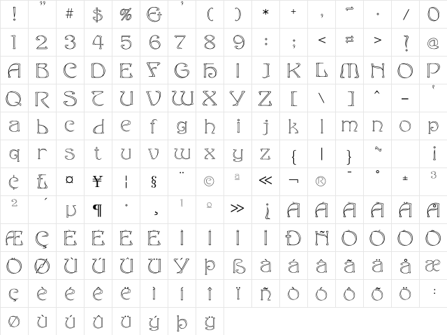 Edda Outline  glyph index