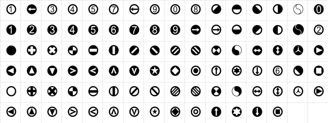 LinotypeTapestry-Circle Regular  glyph index