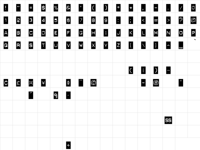 Punch Label Regular  glyph index