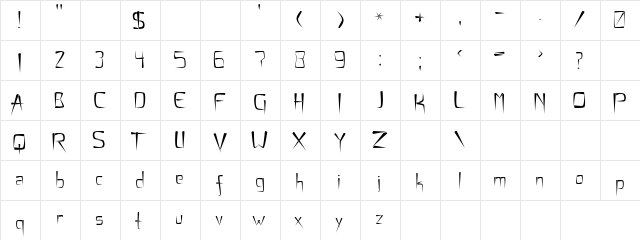 Flimsy Stave Regular  glyph index