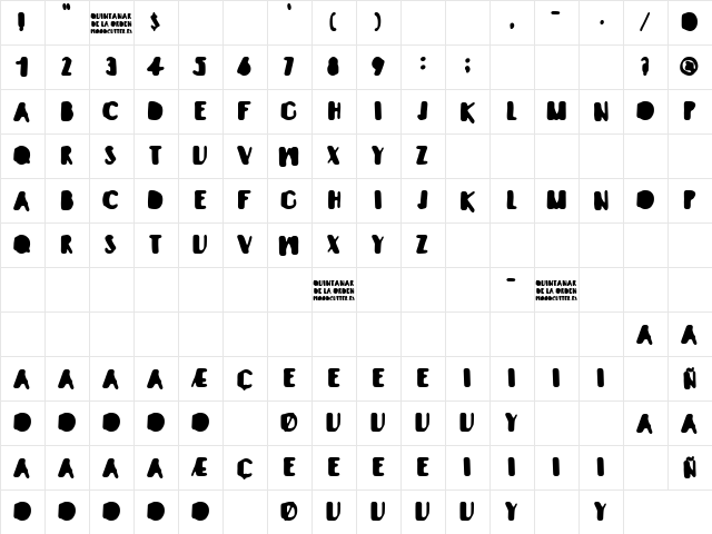 Quintanar de la Orden Regular  glyph index