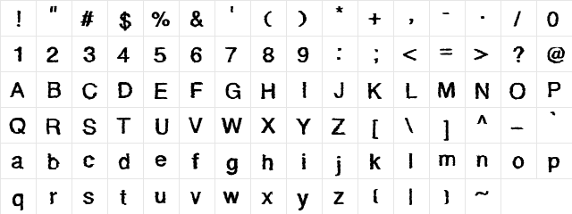 Quaky Medium  glyph index