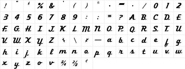 Ol' 54 Normal  glyph index
