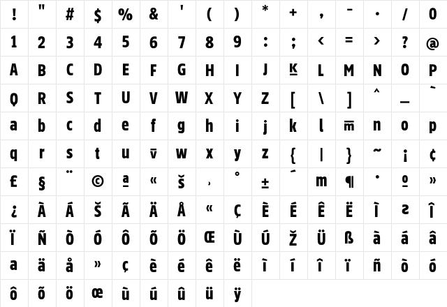 Glasgow1999 Plus  glyph index