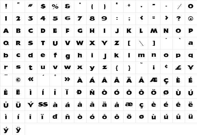 LHF Alarm Block BETA Regular  glyph index