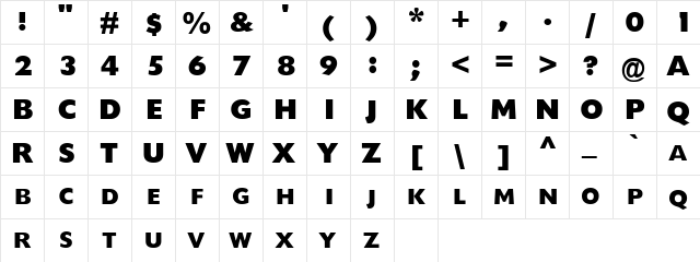 HeadlineNEWS Regular  glyph index