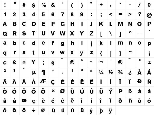 Basic Commercial LT Com Black  glyph index