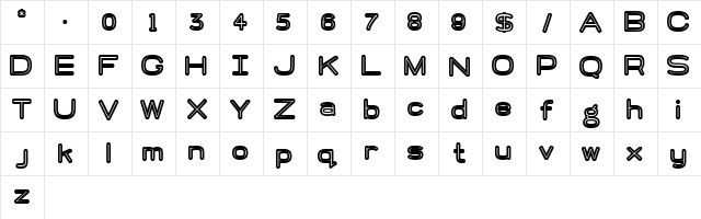 Crew 46 Regular  glyph index