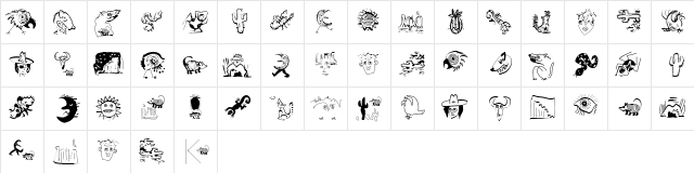 Phantabats Regular  glyph index