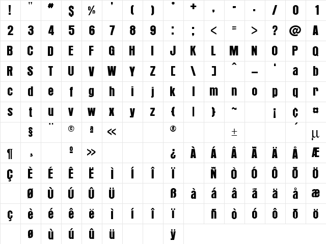 Loving29 Regular  glyph index