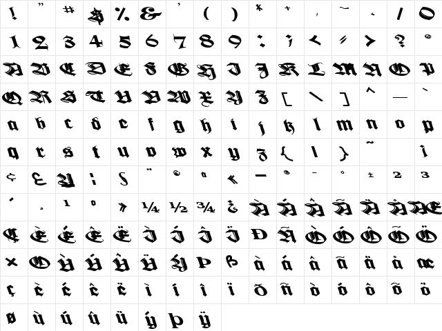 BoogieWoogieBold112 Bold  glyph index