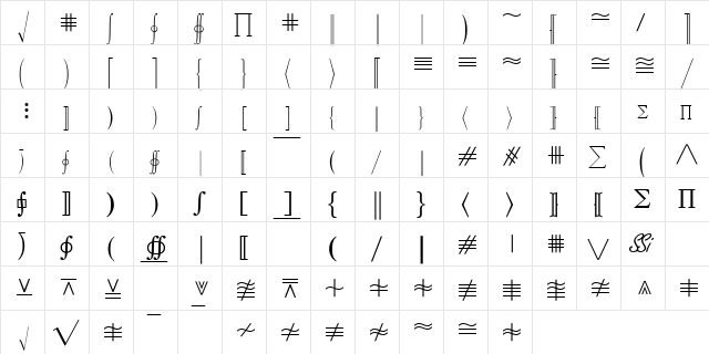 Quanta Pi Five SSi Regular  glyph index