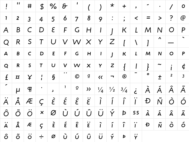 Engine CapsItalic  glyph index