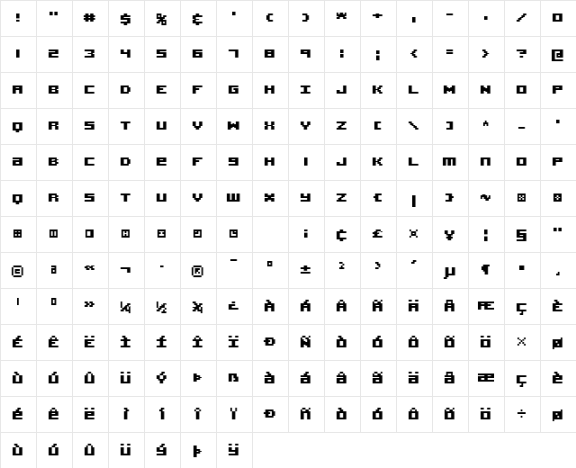 Acknowledge TT (BRK) Regular  glyph index