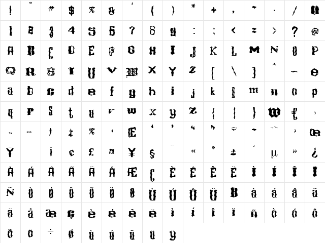 Juventus Regular  glyph index