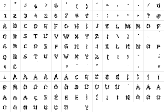 WurstHassen Regular  glyph index