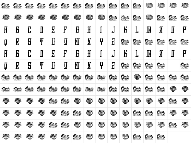 Punisher Regular  glyph index