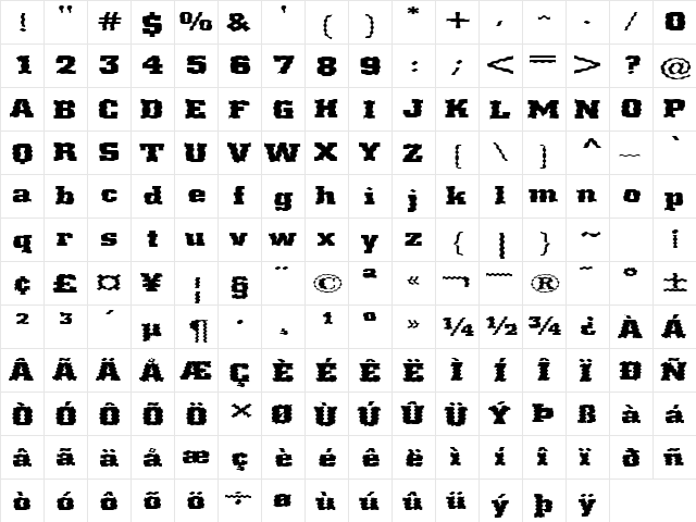 FZ BASIC 53 WAVEY EX Normal  glyph index