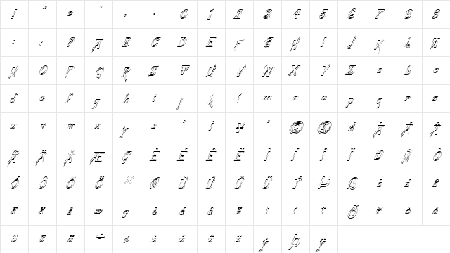 FZ JAZZY 21 HOLLOW ITALIC Normal  glyph index