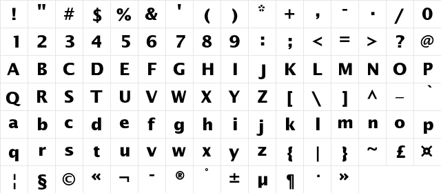 OfficeTypeSansC Bold  glyph index