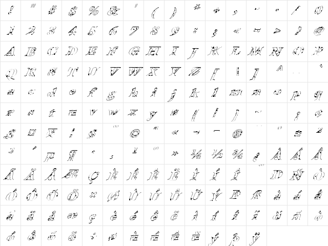 FZ ROMAN 25 SPOTTED ITALIC Normal  glyph index