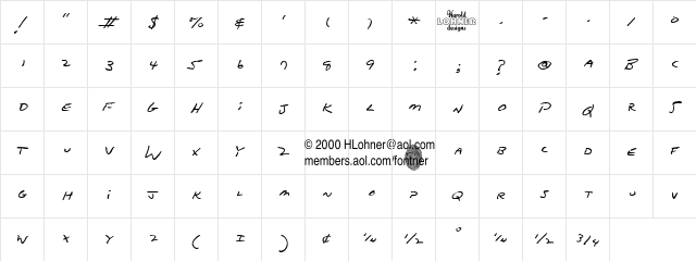 Dad's Recipe Regular  glyph index