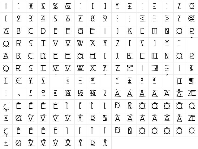 Olbrich Display NF Regular  glyph index