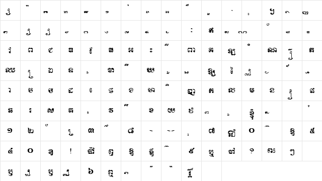 Khbachmool Regular  glyph index