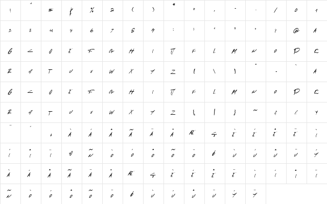 KILLER Regular  glyph index