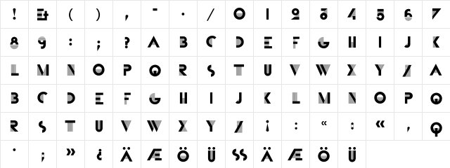 CassandreEF Initials  glyph index
