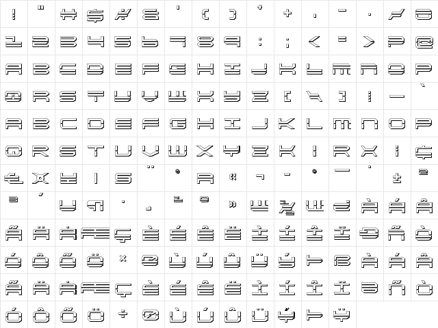 QuickStrike 3D Regular  glyph index